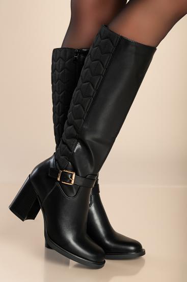 Elegantne čizme s prošivenim detaljem, crne
