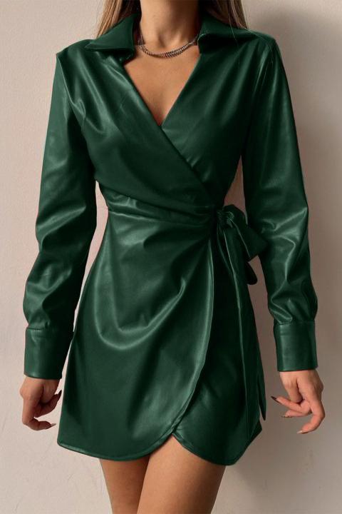 Elegantna mini haljina od umjetne kože Pellita, tamnozelena