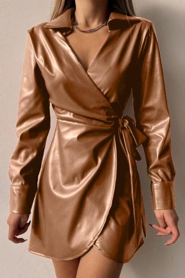 Elegantna mini haljina od umjetne kože Pellita, krem