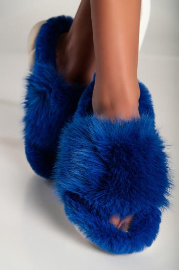 Papuče sa umjetnim krznom, plave