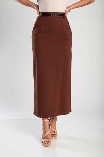 Elegantna midi suknja, smeđa