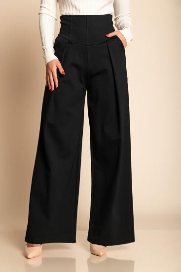 Elegantne duge hlače s visokim strukom, crne
