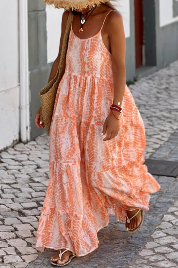 Maxi haljina s uzorkom, narančasta