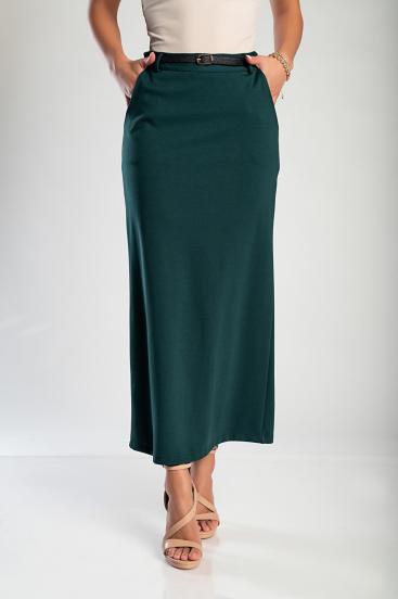 Elegantna midi suknja, tamno zelena