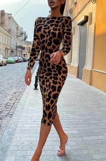 Midi haljina s uzorkom, leopard