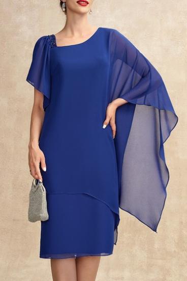 Elegantna midi haljina sa šljokicama, plava