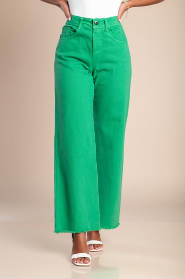 Pamučne hlače širokih nogavica, zelene boje