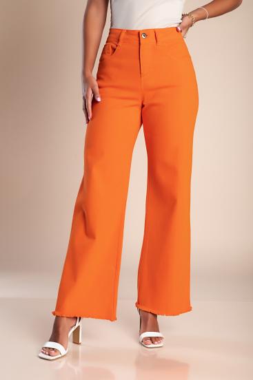 Pamučne hlače širokih nogavica, narančaste