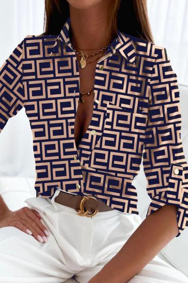 Elegantna bluza s uzorkom Lavlenta, krem-plava