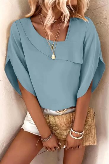 Elegantna široka bluza s asimetričnim dekolteom, mint boje