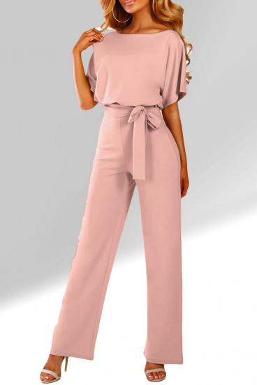 Moderni kombinezon sa širokim dugim hlačama i kratkim rukavima Nelia, svijetlo roza