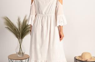Maxi ljetna haljina s ukrasnim detaljima  Fioranna, bijela