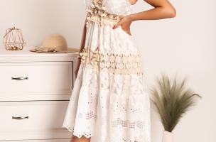 Midi ljetna haljina od čipke Aressa, bijela