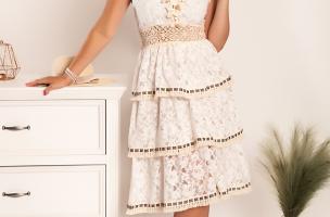Midi ljetna haljina od čipke Figina, bijela