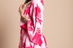 Elegantna mini haljina s uzorkom Amasena, roza