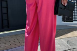 Elegantne duge široke hlače Agora, roza