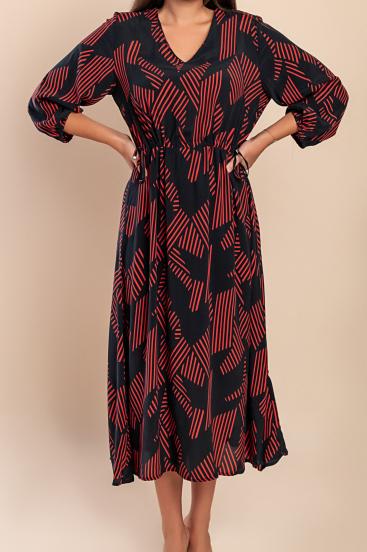 Long printed dress, black
