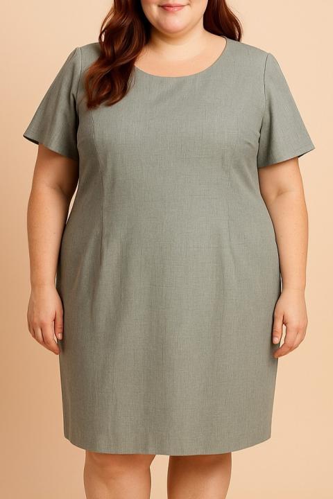Plus size haljina s kratkim rukavima, siva