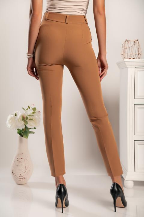 Elegantne duge hlače visokog struka Amposta, boje deve