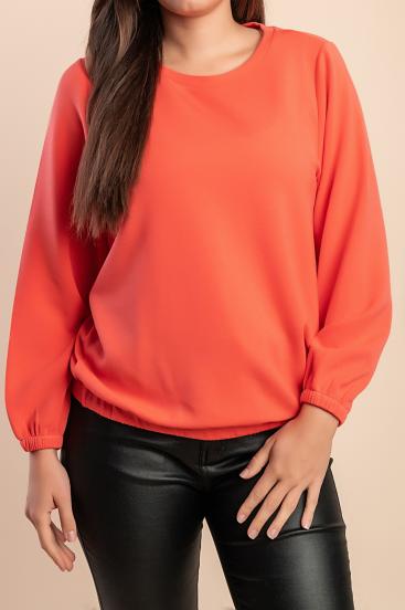 Bluza s okruglim izrezom, koraljna