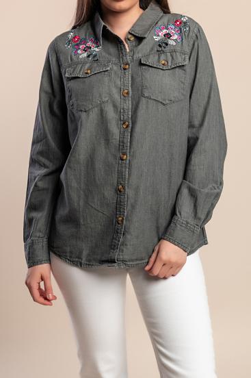Plus size traper košulja s vezom, siva