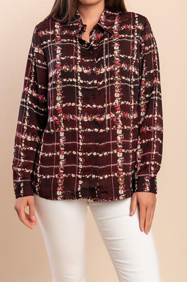 Plus size košulja s kariranim printom, bordo