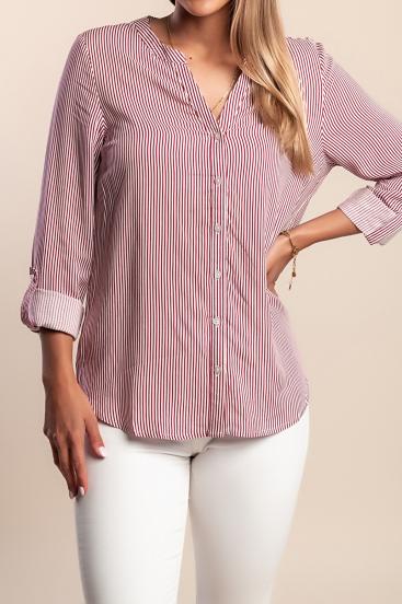 Plus size majica s prugastim printom, crvena