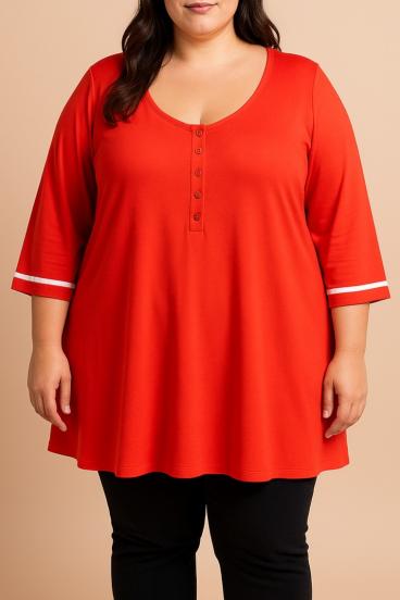 Plus size top s gumbima, crveni