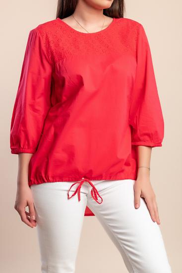 Plus size bluza s uzorkom rupica, koraljna