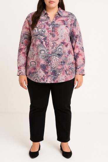 Bluza s printom za veće veličine, ružičasta
