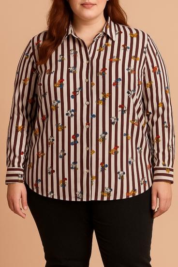Plus size bluza s printom, bordo