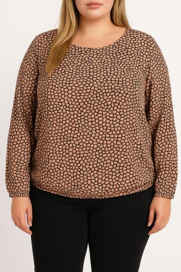 Bluza velikih veličina s printom, marelica