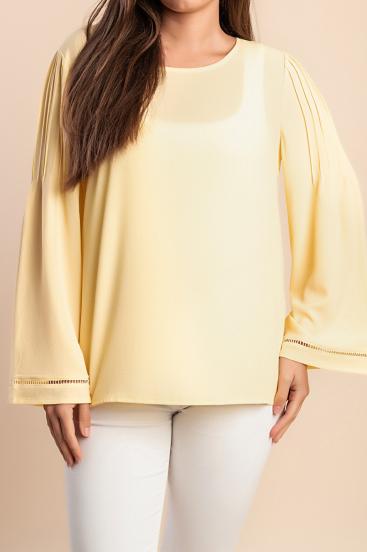 Elegantna bluza s okruglim izrezom, žuta