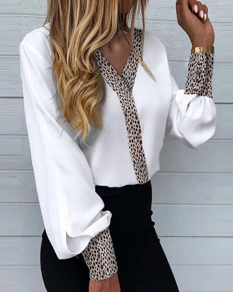 Elegantna bluza s leopard uzorkom Polina, bijela