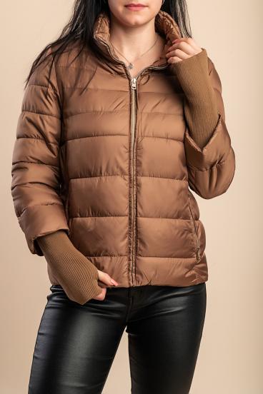 Kratka prošivena zimska jakna, camel