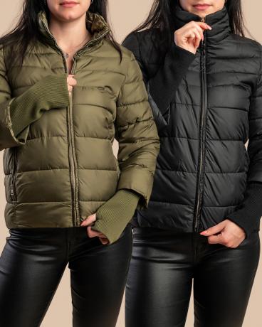 Set od 2 kratke prošivene jakne, crna/maslinasta