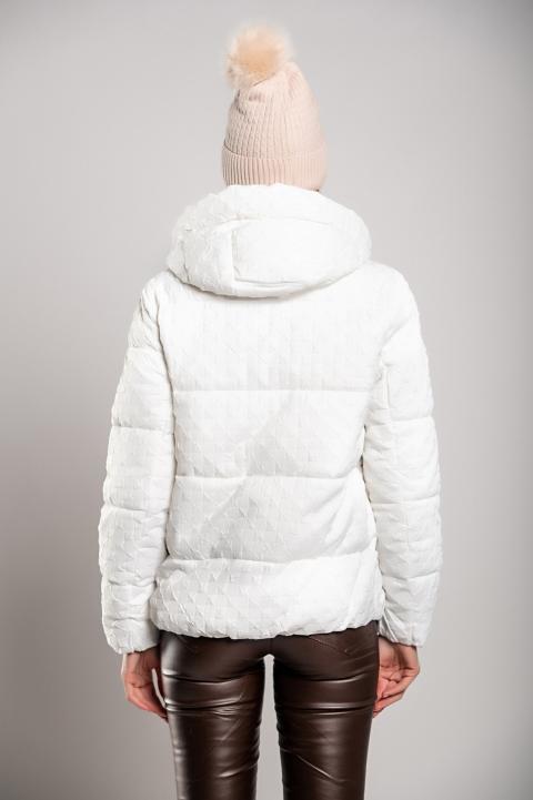 Kratka prošivena jakna s kapuljačom, bijela