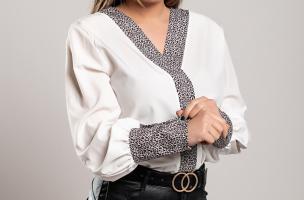 Elegantna bluza s leopard uzorkom Polina, bijela