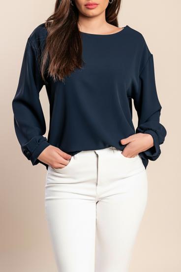 Bluza s okruglim izrezom, tamnoplava