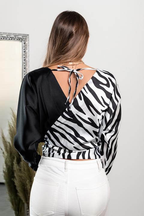 Elegantna bluza s uzorkom Roveretta, crno-bijela