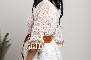 Mini ljetna čipkasta haljina Bangui, krem