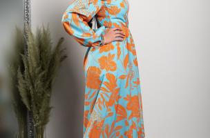 Elegantna maxi haljina s uzorkom Montella, narančasta