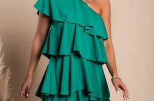 Elegantna mini haljina s volanima Liona, zelena
