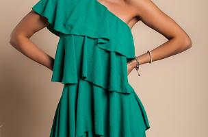 Elegantna mini haljina s volanima Liona, zelena