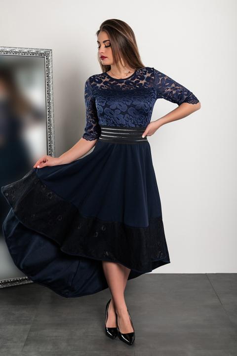 Elegantna haljina s čipkom Bianca, tamno plava