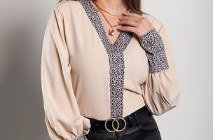 Elegantna bluza s leopard uzorkom Polina, krem