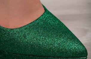 Cipele na visoku petu sa šljokicama, zelene