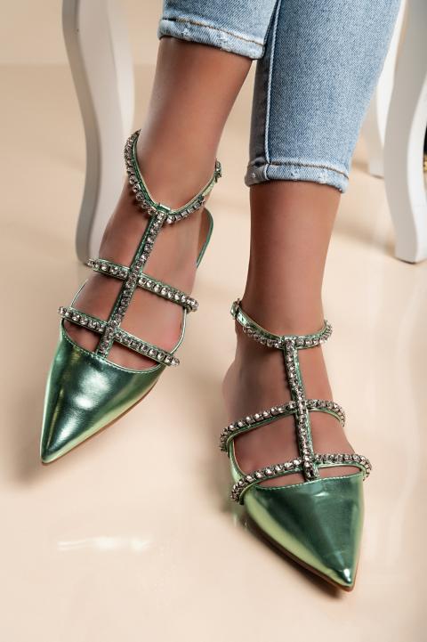 Sandale sa ukrasnim kamenčićima, zelene