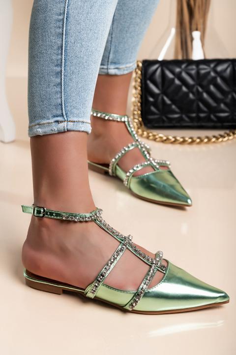 Sandale sa ukrasnim kamenčićima, zelene