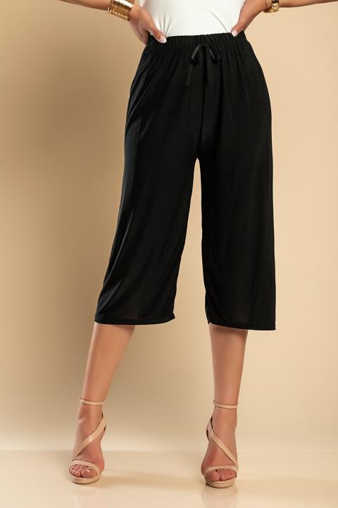 Moderne 3/4 hlače s rastezljivim strukom, crne